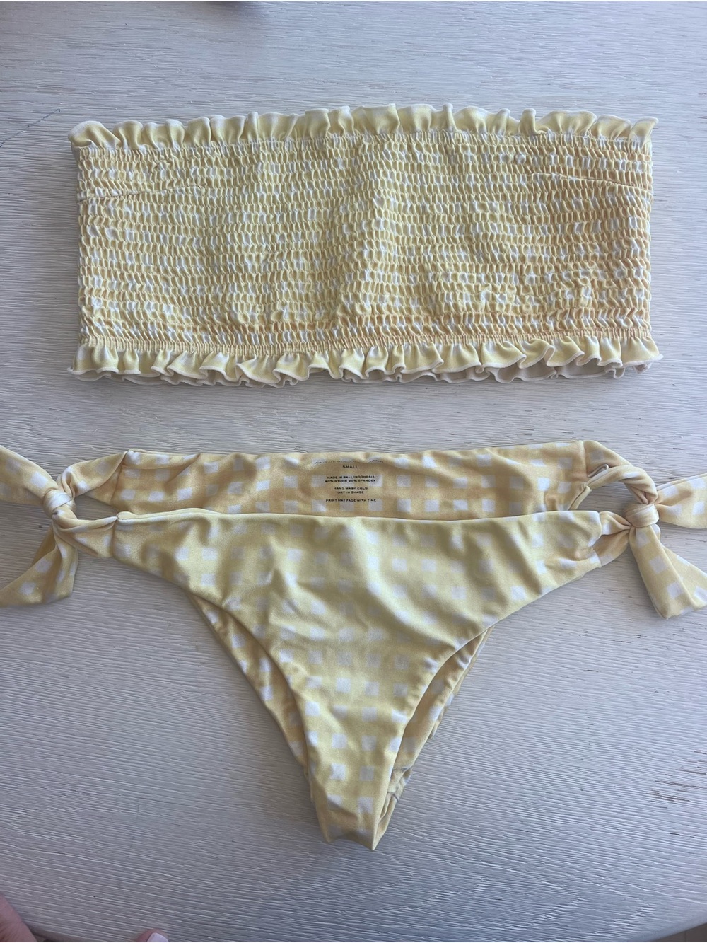 Faithfull the Brand Yellow Gingham Swim Top